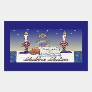 Sticker Rectangulaire Judaica Shabbat Shalom