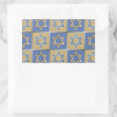 Sticker Rectangulaire Judaica Star de David Metal Gold Blue (Sac)