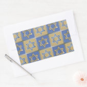 Sticker Rectangulaire Judaica Star de David Metal Gold Blue (Enveloppe)