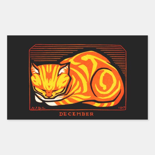 Sticker Rectangulaire Julie de Graag Décembre Chat (Devant)