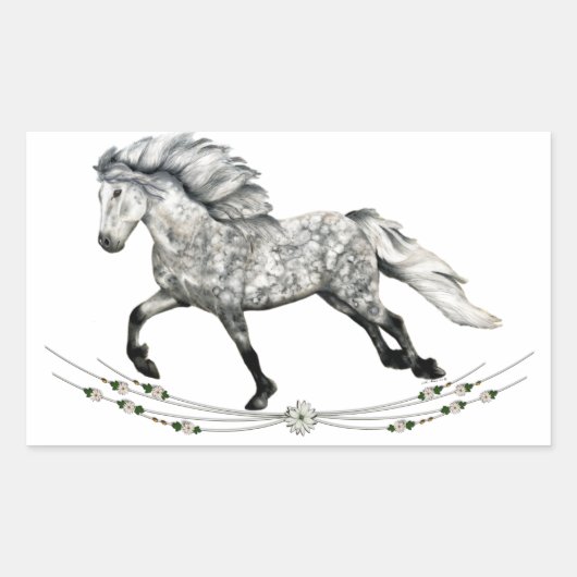 Sticker Rectangulaire Jument Grá du cheval islandais (Devant)
