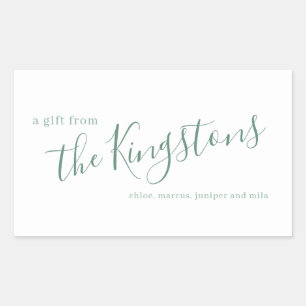 Sticker Rectangulaire Juniper Nom de famille Script