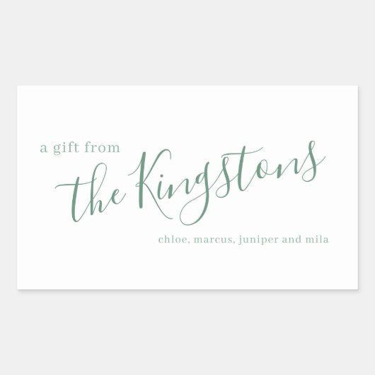 Sticker Rectangulaire Juniper Nom de famille Script (Devant)