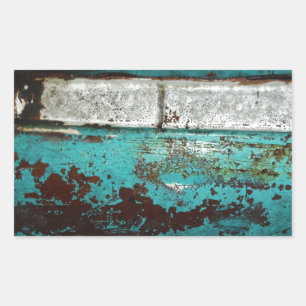 Sticker Rectangulaire Junk Yard vintage car 50's aqua turquoise