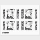 Sticker Rectangulaire Jupe Peacock Beardsley Art Nouveau (Feuille)