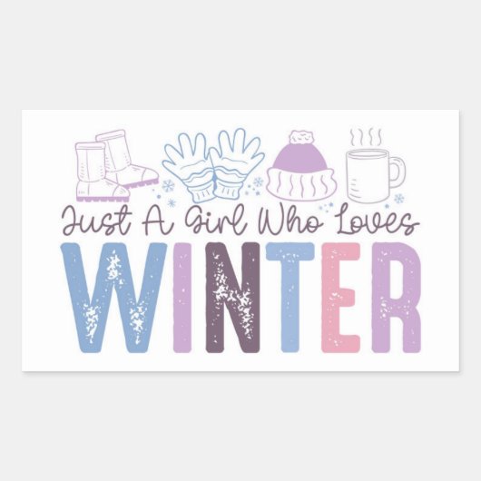 Sticker Rectangulaire Juste une fille qui aime l'hiver mignonne design s (Devant)