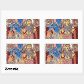 STICKER RECTANGULAIRE KALAMKARI RADHA KRISHNA PEINTURE (Feuille)