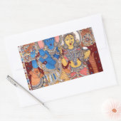 STICKER RECTANGULAIRE KALAMKARI RADHA KRISHNA PEINTURE (Enveloppe)