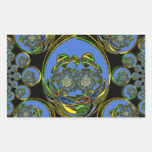 Sticker Rectangulaire Kaleidoscope bleu et jaune Imprimer