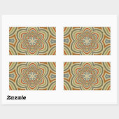 Sticker Rectangulaire Kaleidoscope de Fleur Étoile Mandala (Feuille)