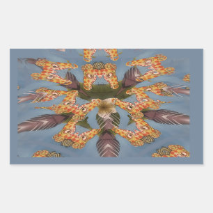 Sticker Rectangulaire Kaleidoscope Giraffe Mandala : Safari Art Abstrait