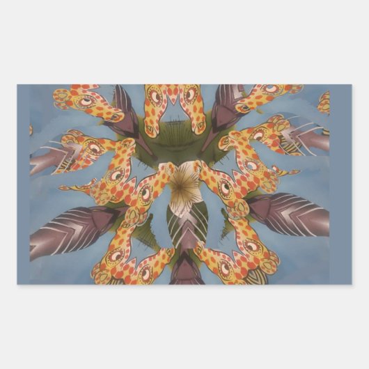 Sticker Rectangulaire Kaleidoscope Giraffe Mandala : Safari Art Abstrait (Devant)