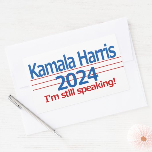 Sticker Rectangulaire Kamala Harris 2024 Je parle toujours ! (Enveloppe)