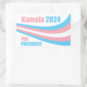 Sticker Rectangulaire Kamala pour le Président Drapeau Transgenre 2024 (Sac)