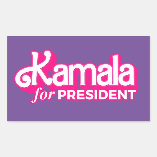 Sticker Rectangulaire Kamala pour le Président Pink Style (Devant)