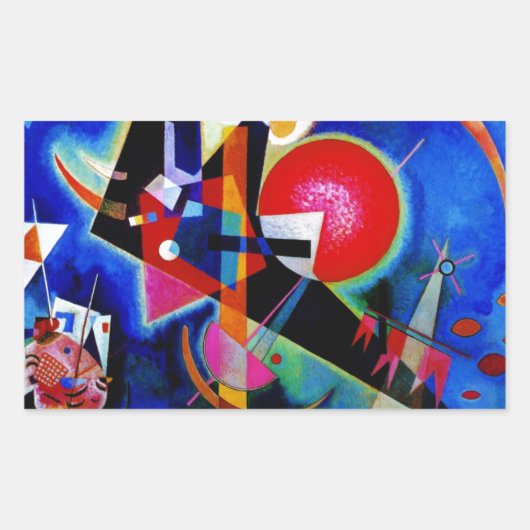 Sticker Rectangulaire Kandinsky en peinture Abstraite bleue (Devant)