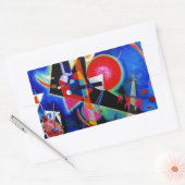 Sticker Rectangulaire Kandinsky en peinture Abstraite bleue (Enveloppe)