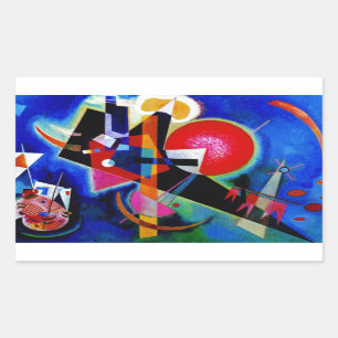 Sticker Rectangulaire Kandinsky en peinture Abstraite bleue