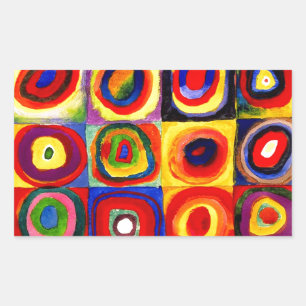 Sticker Rectangulaire Kandinsky Farbstudie Quadrates Cercles Art