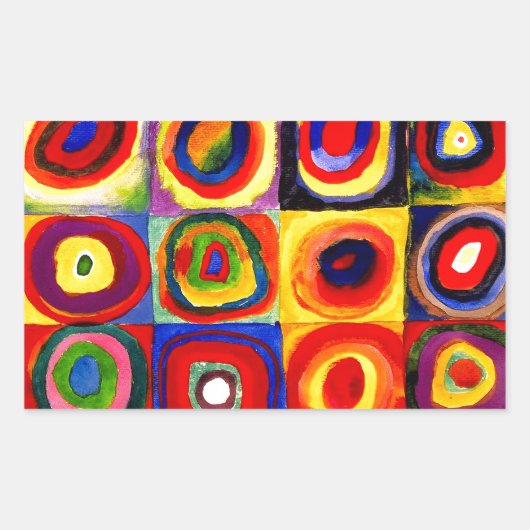 Sticker Rectangulaire Kandinsky Farbstudie Quadrates Cercles Art (Devant)