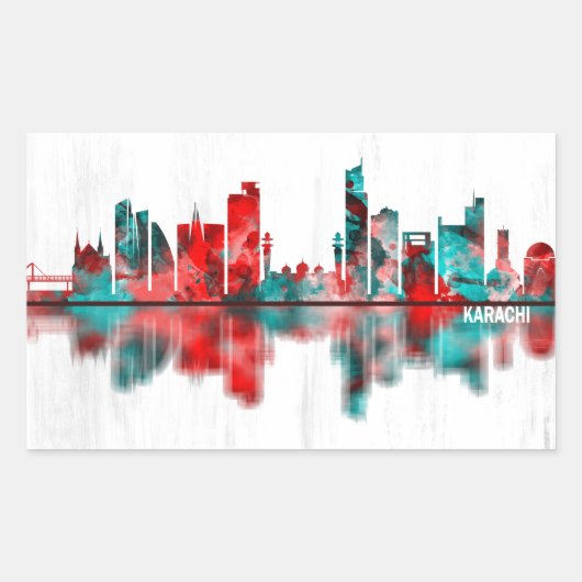 Sticker Rectangulaire Karachi Skyline Pakistan (Devant)