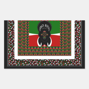 Sticker Rectangulaire Karibu Kenya : Les couleurs vives du drapeau natio