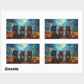Sticker Rectangulaire Keeshond Halloween Épouvantable (Feuille)