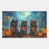 Sticker Rectangulaire Keeshond Halloween Épouvantable (Devant)