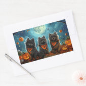 Sticker Rectangulaire Keeshond Halloween Épouvantable (Enveloppe)