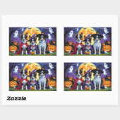 Sticker Rectangulaire Kelpies australiennes Chiens Citrouille Halloween (Feuille)