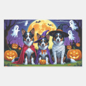 Sticker Rectangulaire Kelpies australiennes Chiens Citrouille Halloween (Devant)