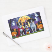 Sticker Rectangulaire Kelpies australiennes Chiens Citrouille Halloween (Enveloppe)