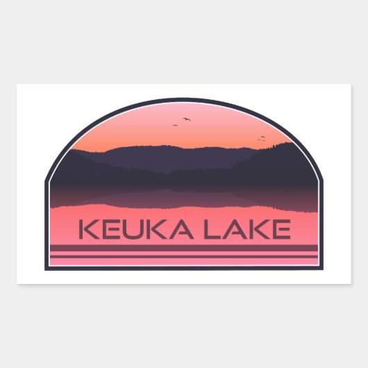 Sticker Rectangulaire Keuka Lake New York Red Sunrise (Devant)