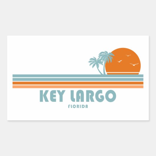 Sticker Rectangulaire Key Largo Floride Sun Palm Trees (Devant)