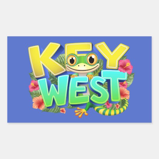 Sticker Rectangulaire Key West Gecko Floride (Devant)