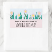 Sticker Rectangulaire Kids Pink Girly Flowers & Nom Plaque d'accueil (Sac)