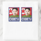 Sticker Rectangulaire Kim Jong Un Propaganda - OBEY - (Sac)