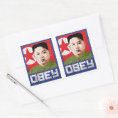 Sticker Rectangulaire Kim Jong Un Propaganda - OBEY - (Enveloppe)