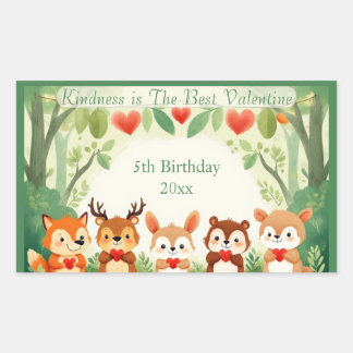 Sticker Rectangulaire Kindness Best Valentine Nursery Woodland Animals 