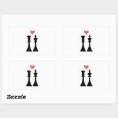 Sticker Rectangulaire King & Queen Chess Love (Feuille)