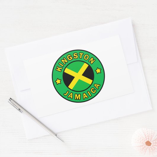 Sticker Rectangulaire Kingston Jamaïque (Enveloppe)