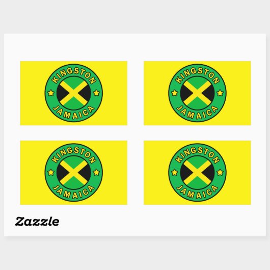 Sticker Rectangulaire Kingston Jamaïque (Feuille)