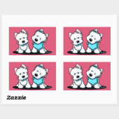 Sticker Rectangulaire KiniArt Westie Terriers (Feuille)