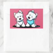 Sticker Rectangulaire KiniArt Westie Terriers (Sac)