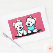 Sticker Rectangulaire KiniArt Westie Terriers (Enveloppe)
