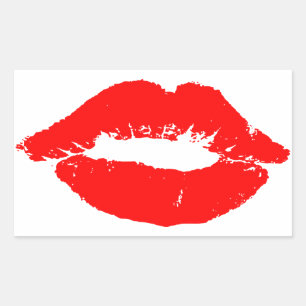 Sticker Rectangulaire Kiss Lips Red Lipstick Losion Passion Valentine