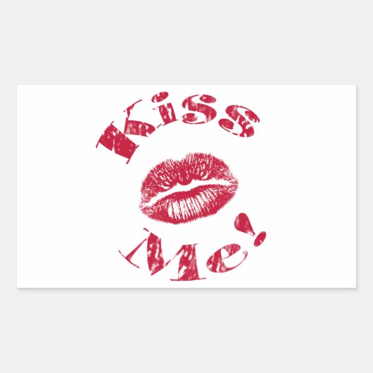 Sticker Rectangulaire Kiss Me ! Lips rouges (Devant)