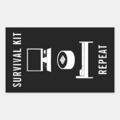 Sticker Rectangulaire Kit de survie PC Gamer Sushi Sleep Noir et Blanc (Devant)