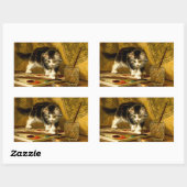 Sticker Rectangulaire Kitten avec peinture et brosses (Feuille)