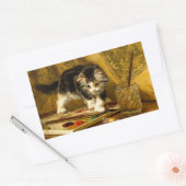 Sticker Rectangulaire Kitten avec peinture et brosses (Enveloppe)